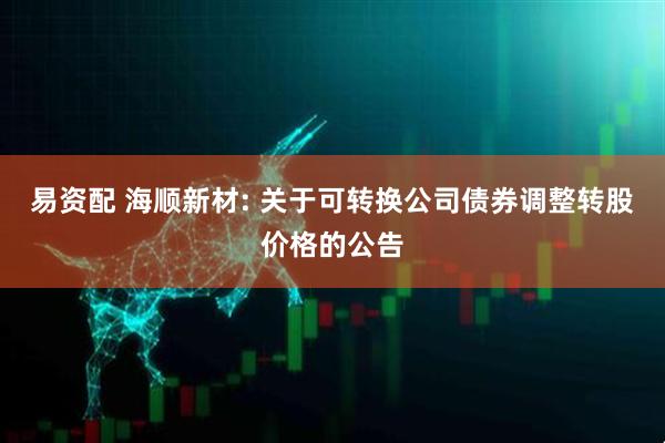 易资配 海顺新材: 关于可转换公司债券调整转股价格的公告
